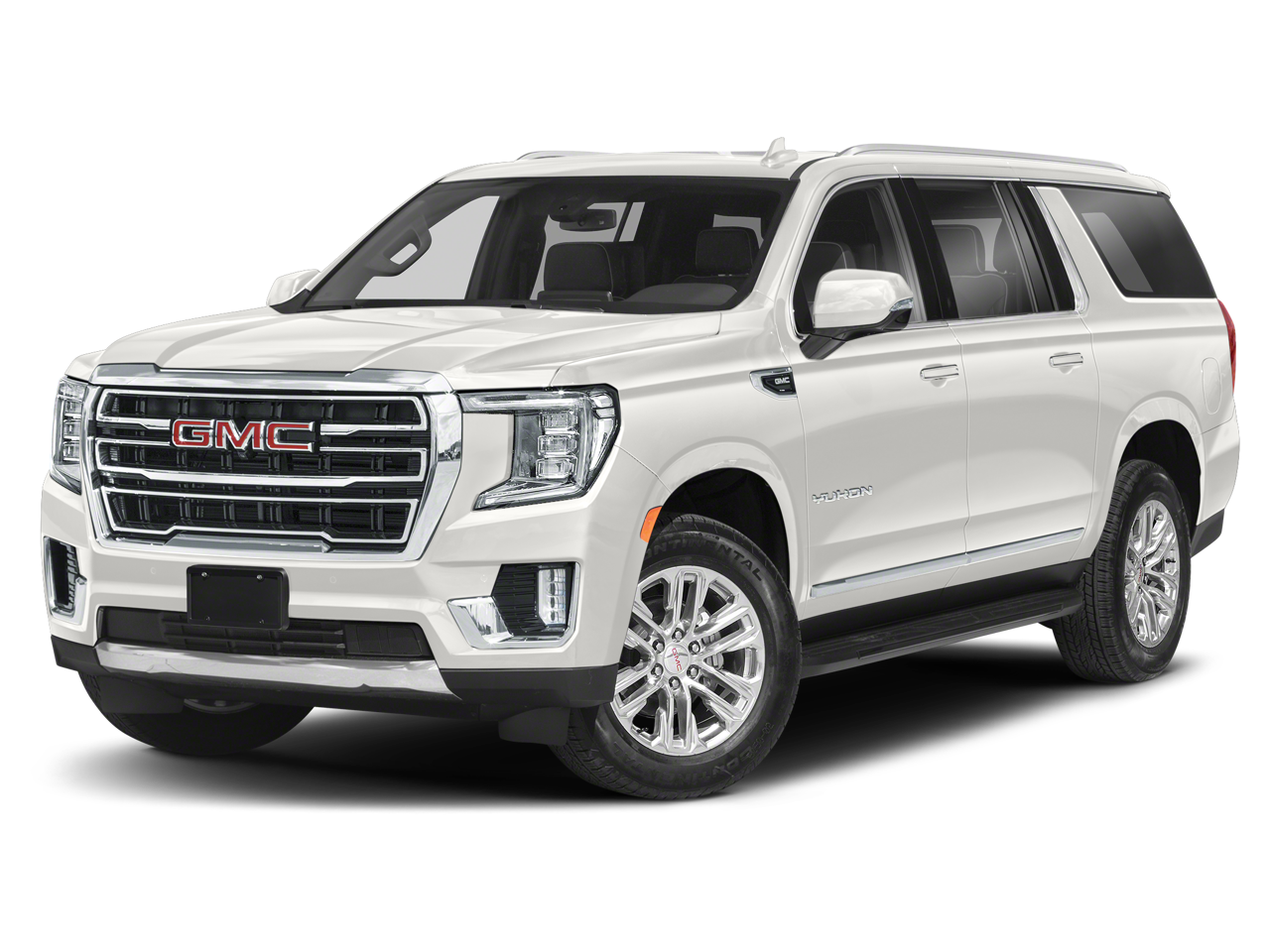 2023 GMC Yukon XL SLT in White Frost Tricoat — front three-quarter view