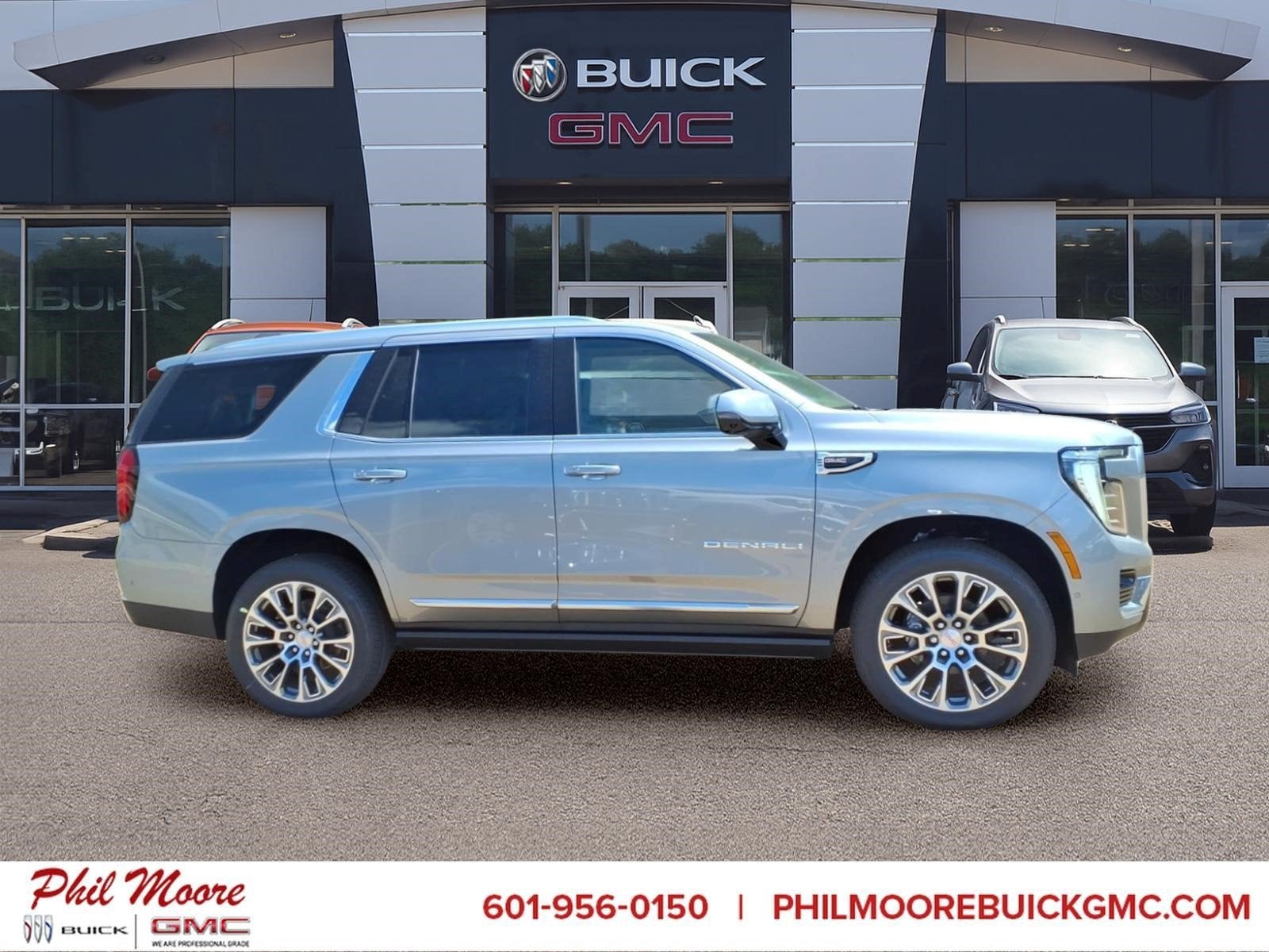 2026 GMC Yukon Denali in Sterling Metallic — front three-quarter view