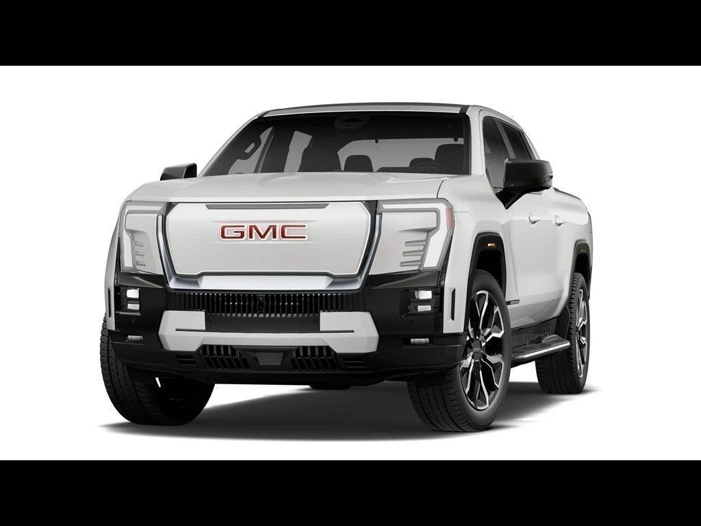 2026 GMC Sierra EV Denali Max Range in Summit White — front three-quarter view