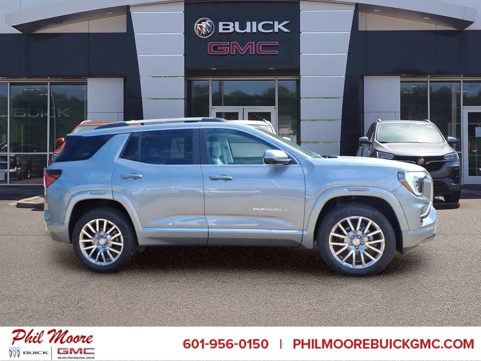 2026 GMC Terrain Denali in Sterling Metallic — front three-quarter view