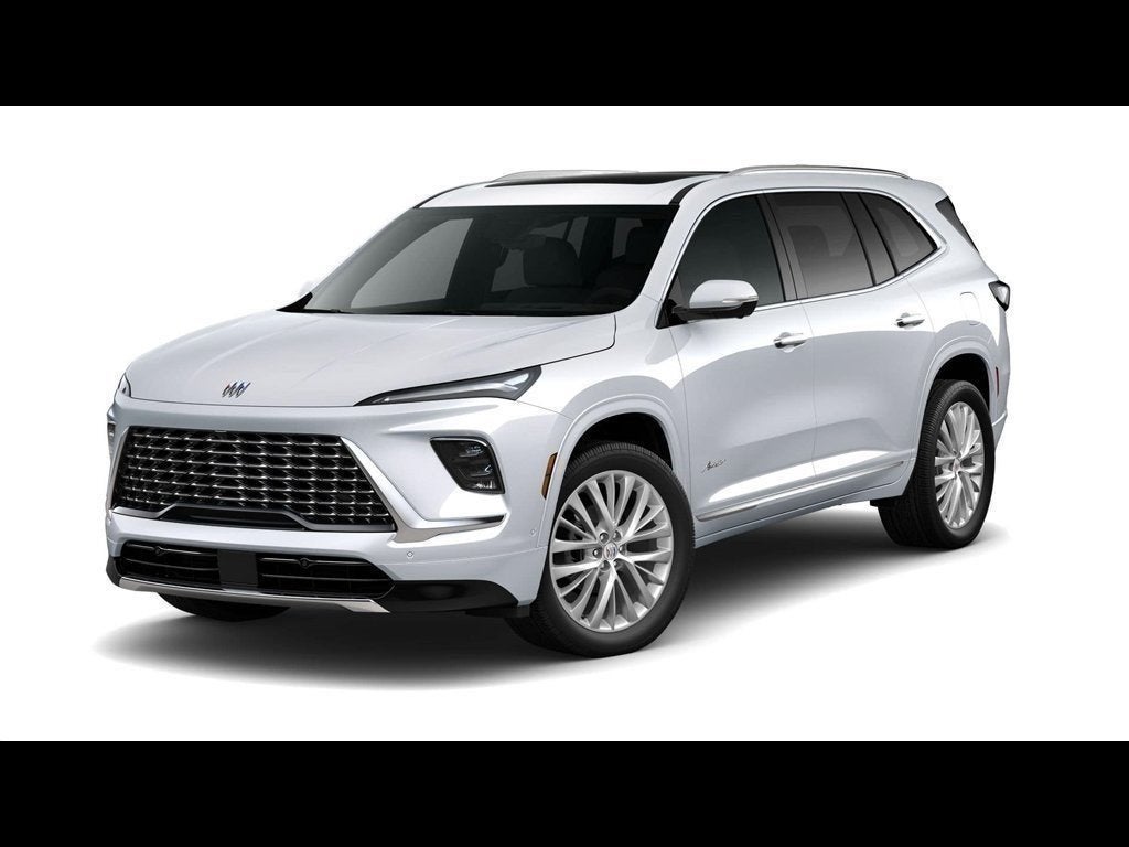 2026 Buick Enclave Avenir in Iridescent White Tricoat — front three-quarter view