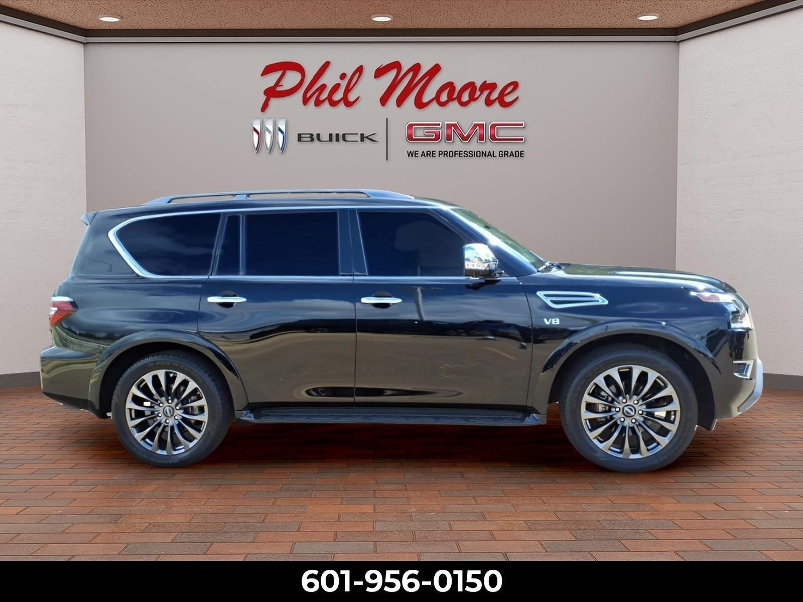2021 Nissan Armada Platinum 2WD in Black — front three-quarter view
